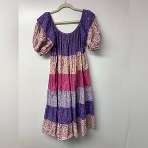 Vintage 70s S Kumins & Co Prairie Dress Cottagecore Peasant Puff Sleeve Small G